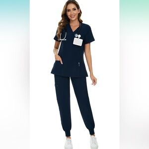 NWT COZYFIT Scrubs Stretch V-Neck Scrub Top & Jogger Pant